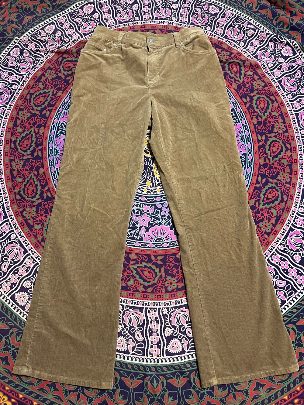 Jones New York Signature Corduroy Pants Sz 10 Women’s Tan Stretch Bootcut Y2K